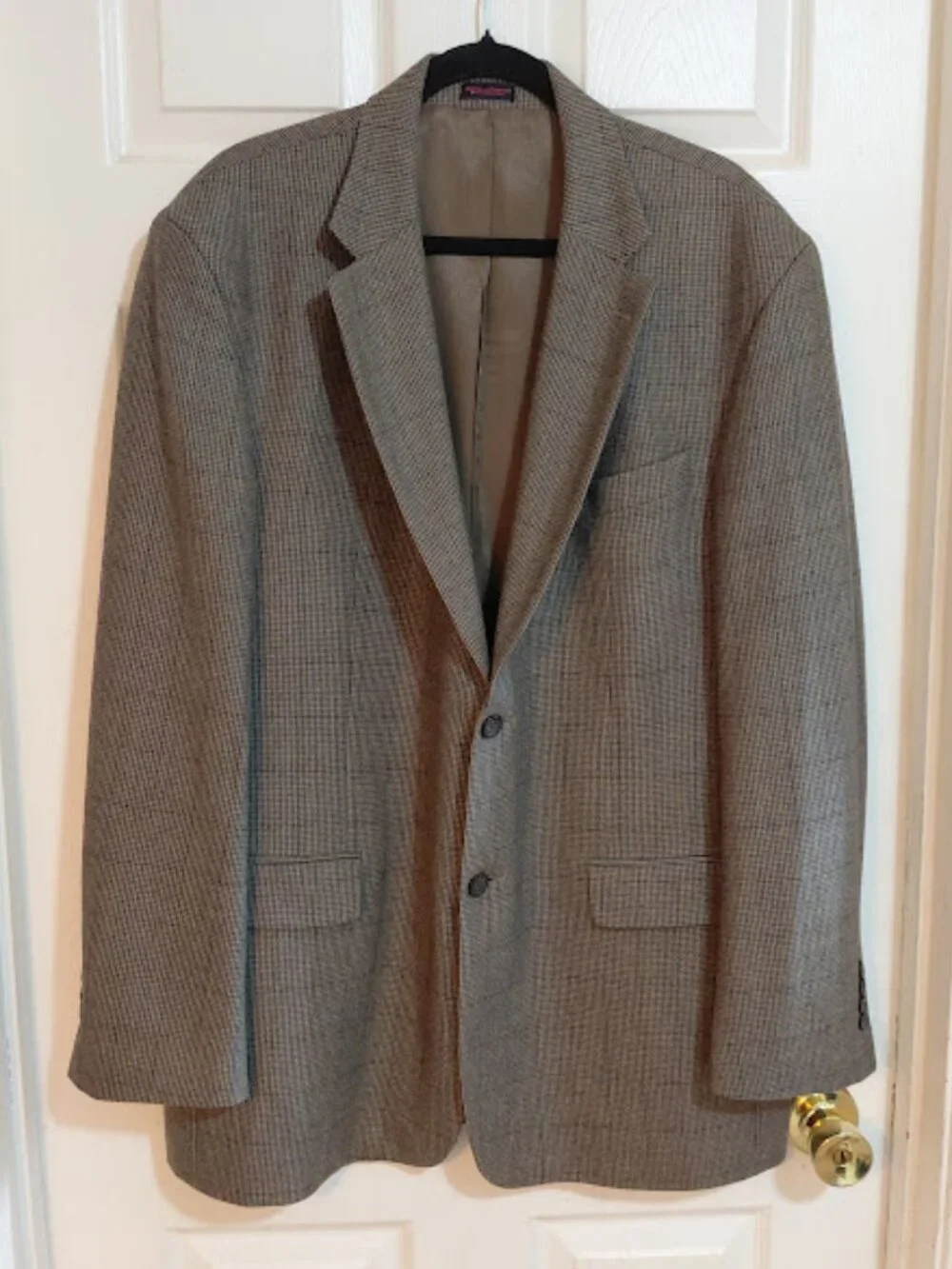Vintage Oscar de la Renta Fine Plaid Brown/Taupe Lambswool & Cashmere Blazer 46L
